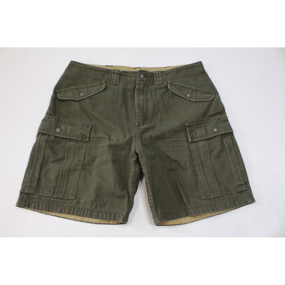 Duluth Trading Co Mens 38 Olive Green Canvas Cargo Shorts Workwear 3237-15